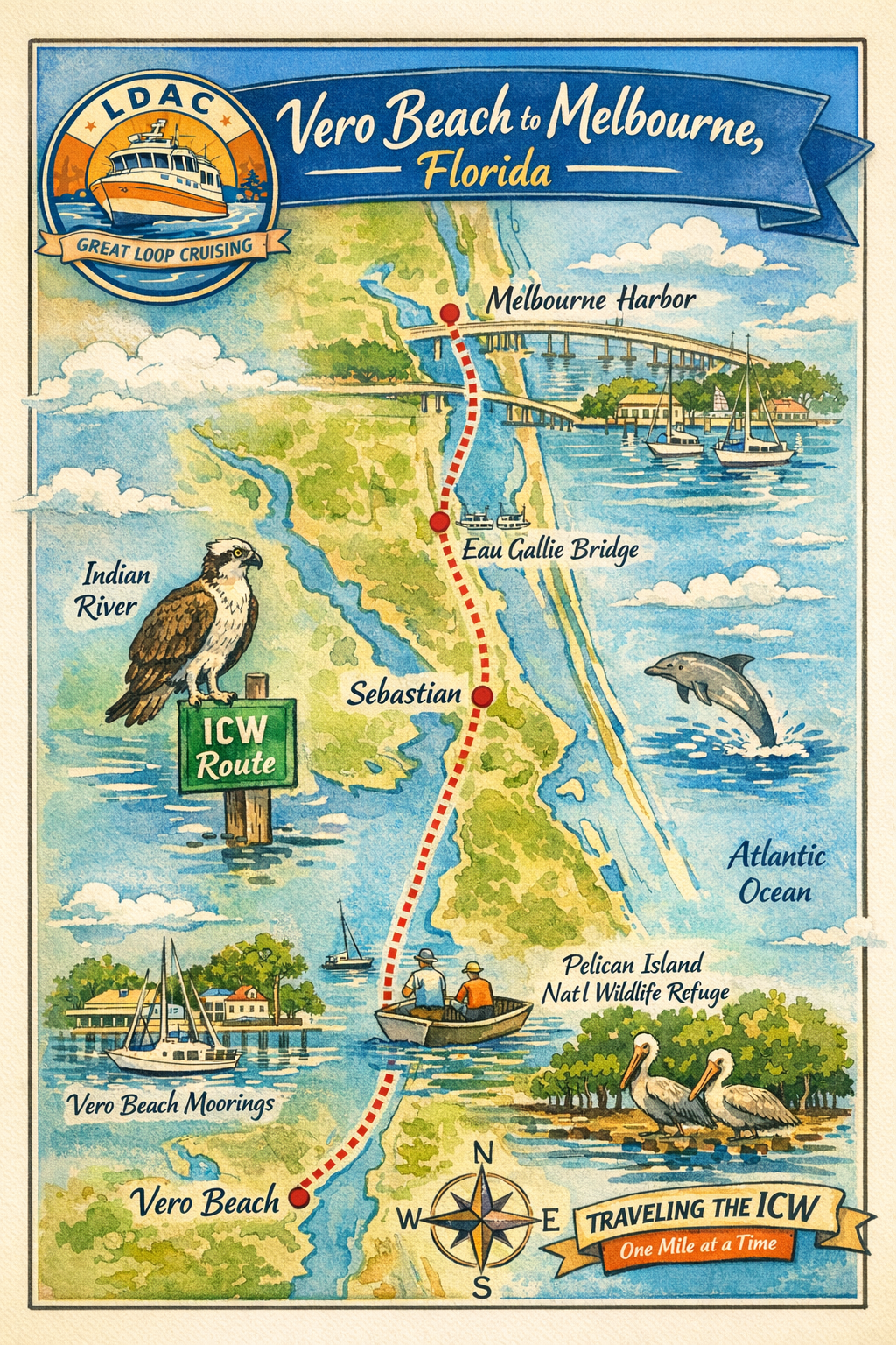 Traveling the ICW from Vero Beach to Melbourne, Florida